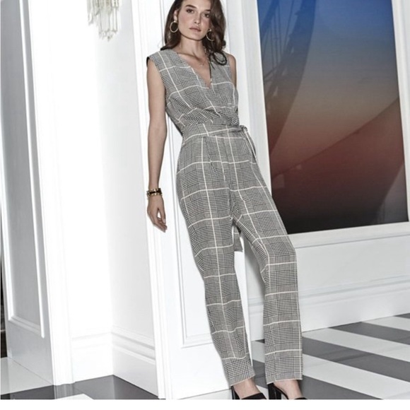 L'AGENCE Pants - L’AGENCE EUC Julia Plaid Checkered Silk Jumpsuit